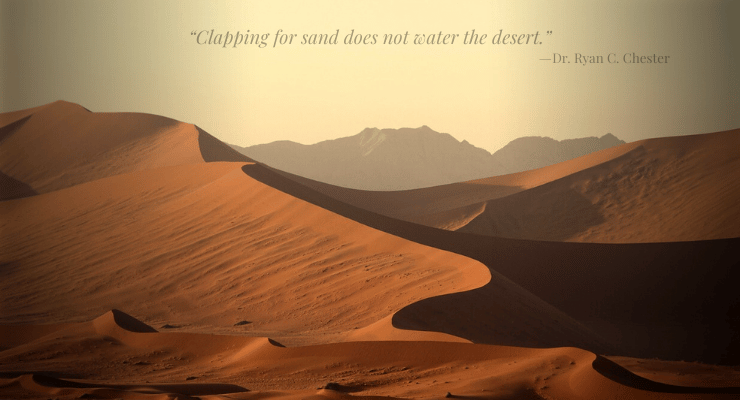 A barren desert where mirages promise water but deliver dust—just as noxious profundity and toxic praise promise depth but corrode truth.